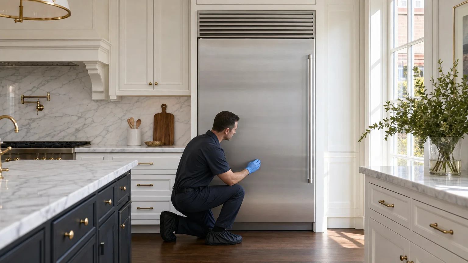Built-in refrigerator prepared for a professional diagnostic visit