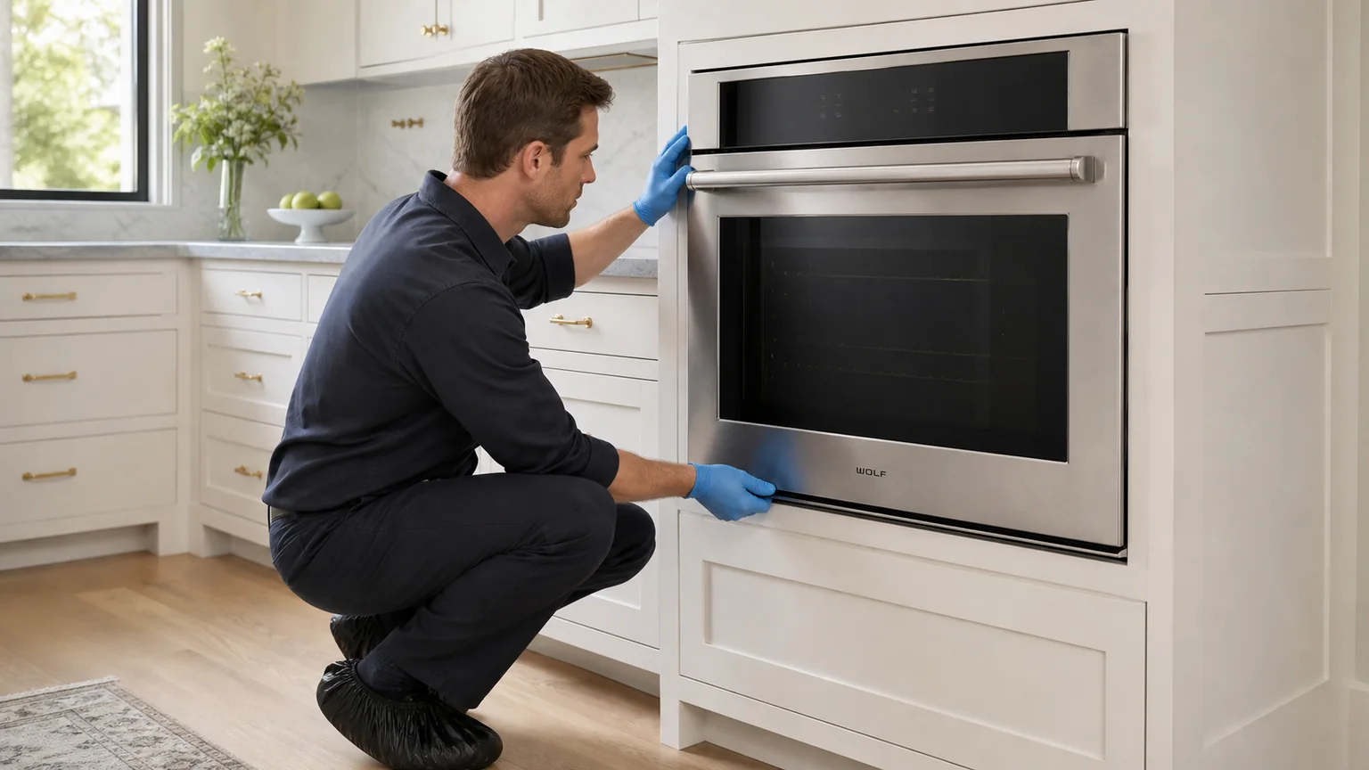 Built-in wall oven prepared for a professional diagnostic visit