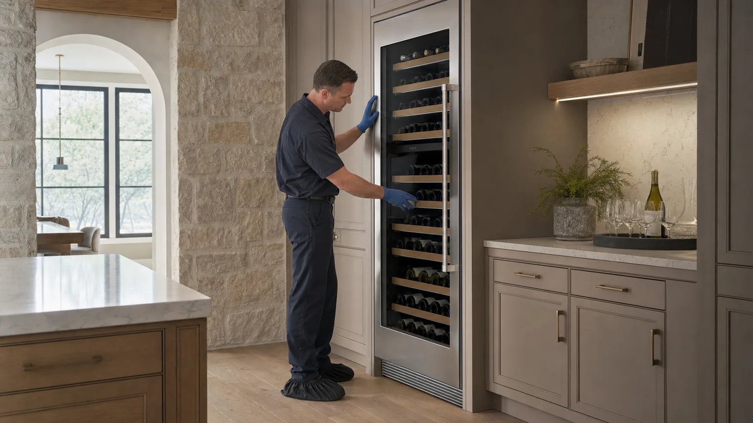 Built-in wine cooler prepared for a professional diagnostic visit